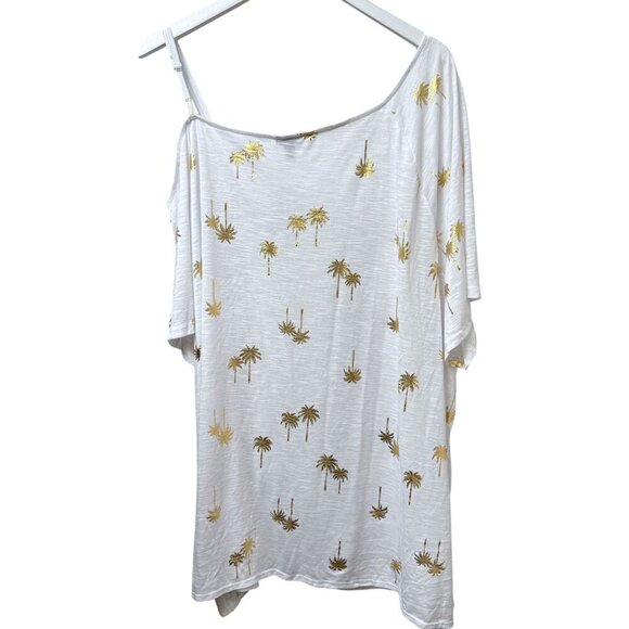 TORRID Cold Shoulder Tee Plus Size 5X White Gold Palms Callie Womens Top NWT - Picture 5 of 9